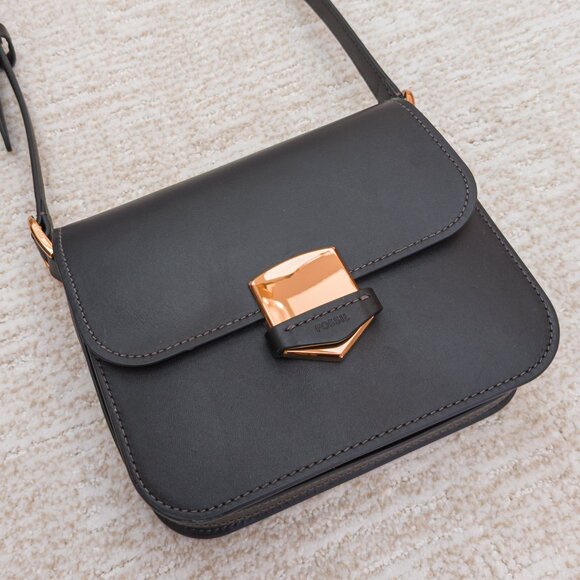 Fossil Lennox Black Leather Crossbody Bag – Gold Hardware, Sleek & Structured - Picture 1 of 13